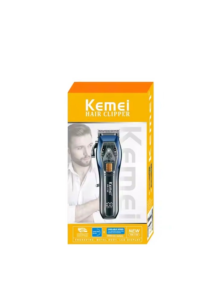 Kemei Versatile Hair Clipper with Professional Cutter Head, Blade Adjuster, and USB Charging KM-1768 Multicolour  - Image 5