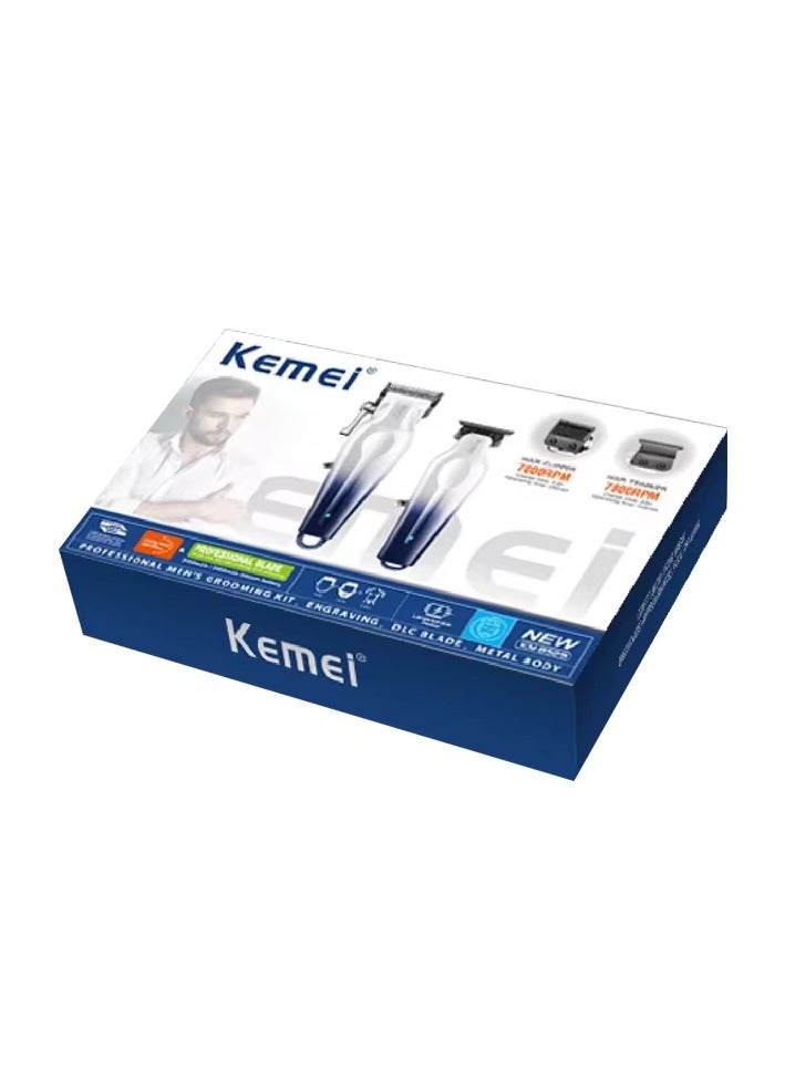 Kemei Professional 2-in-1 Hair Cutting Trimmer & Shaver Set for Men – Cordless Rechargeable Clipper and Grooming Kit multicolour  - Image 3