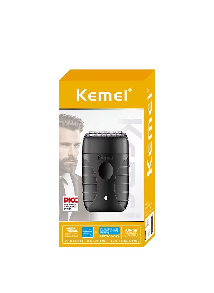 Kemei Men's 2-in-1 Electric Shaver & Beard Trimmer - Cordless Rechargeable Razor for Smooth Shaving & Precise Grooming, Waterproof, Ergonomic Design Black - Image 4