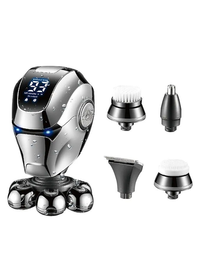 Kemei 5-in-1 Men's Grooming Kit – Electric Shaver with T-Blade, Nose Trimmer, Face Wash Brush, Massager & Precision Shaver, 60 Min Runtime, USB Rechargeable multicolour - Image 1