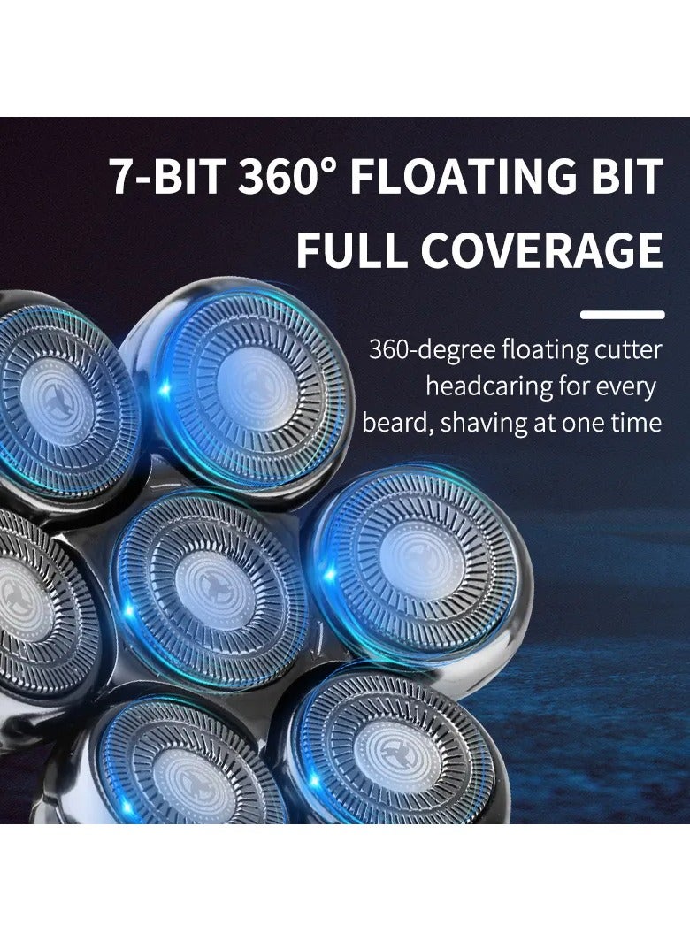 Kemei 5-in-1 Men's Grooming Kit – Electric Shaver with T-Blade, Nose Trimmer, Face Wash Brush, Massager & Precision Shaver, 60 Min Runtime, USB Rechargeable multicolour - Image 3