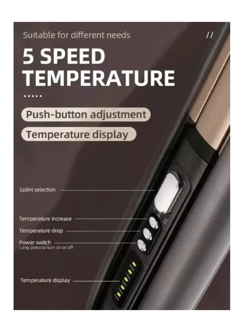 Kemei KEMEI 2-in-1 Hair Curler & Straightener – 60 Sec Fast Heat-Up, Max Temp 200°C – Dual Styling Tool for Smooth & Curly Hair Brown  - Image 2