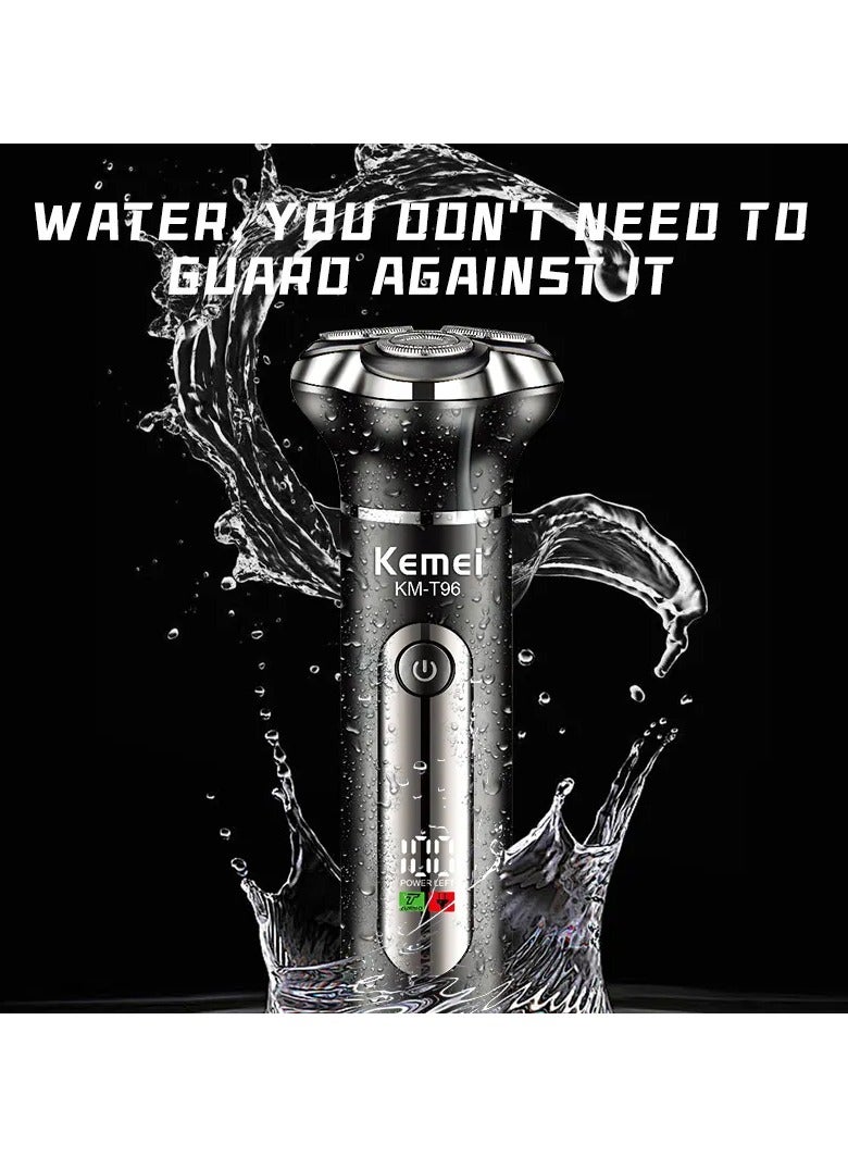 Kemei 3-in-1 Rechargeable Shaver Kit – Electric Shaver, Hair Trimmer & Nose Trimmer, Floating Blade, LCD Display, USB Charging Multicolour - Image 5
