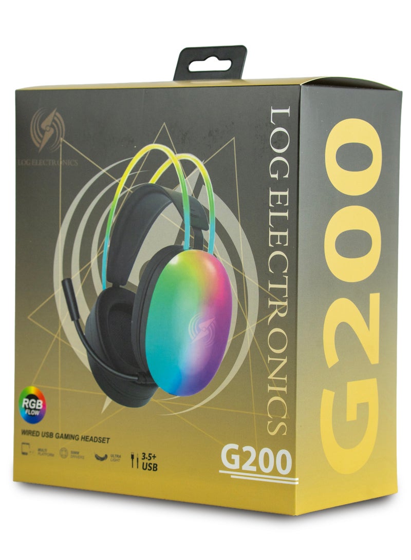 لوج الكترونيكس  G200 Ultimate Glow Lighting Gaming Headset For PC, PS4, PS5, Xbox, Nintendo Switch, Mobile - Black  - Image 2