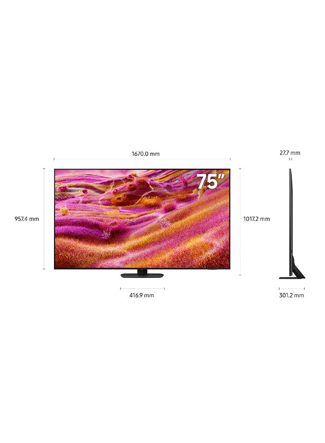 Samsung 75 Inch Neo QLED TV, QN90F, 4K, Mini LED, NQ4 AI Gen3 Processor, 4K AI Upscaling Pro, Glare Free, Neo Quantum HDR+,  Vision AI Smart TV, QA75QN90FAUXZN (2025 - UAE Version) QN90F TITAN BLACK  - Image 2
