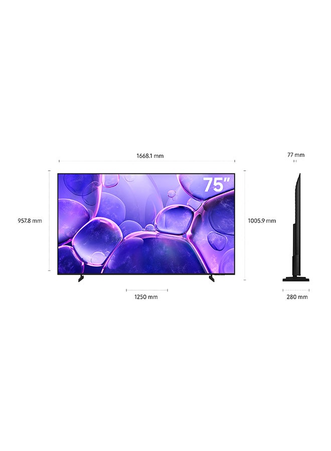 Samsung 75 Inch Crystal UHD TV, U8000F, 4K, Crystal Processor 4K, MetalStream Design,  Knox Security, Endless Free Content, Smart TV, UA75U8000FUXZN (2025 - UAE Version) U8000F BLACK  - Image 3