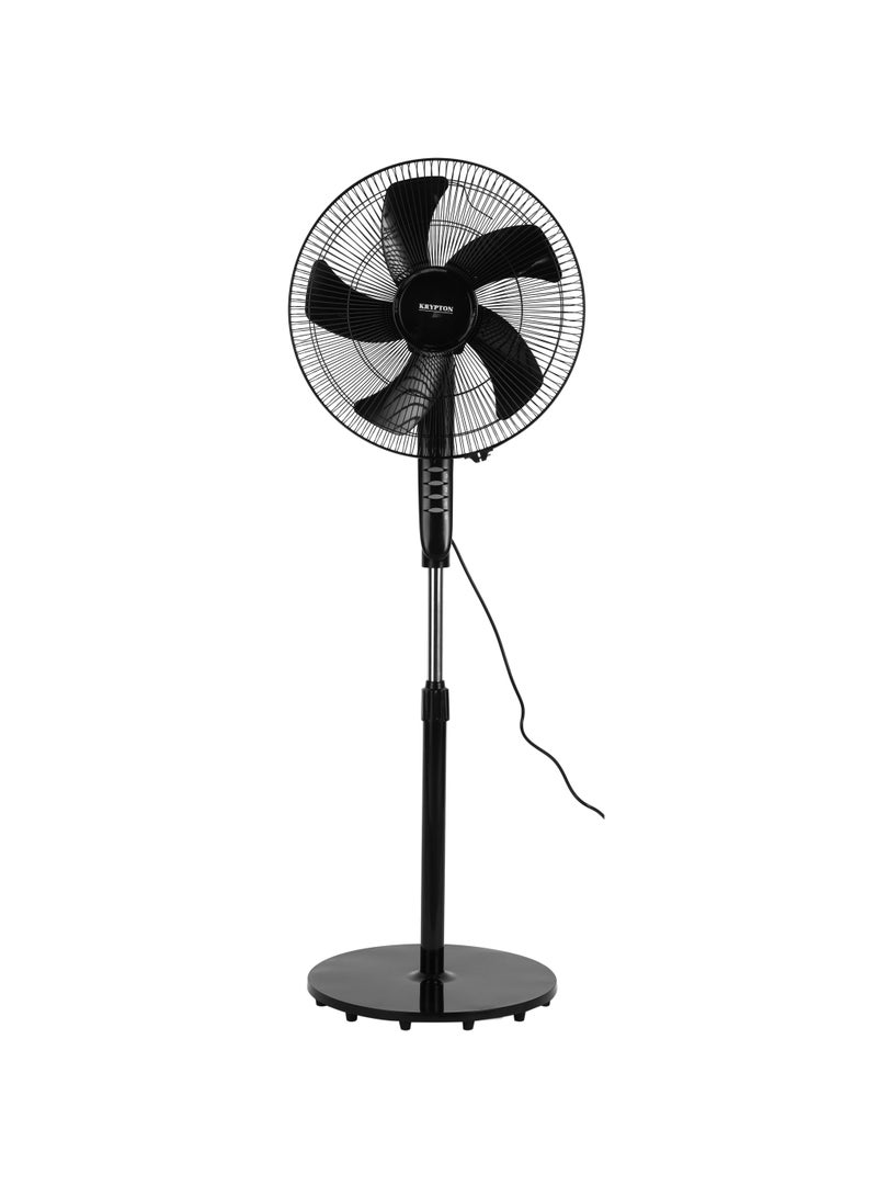 كريبتون 16-Inch Stand Fan With 5-Leaf Blades, 3-Speed Control, Oscillation, Powerful Motor/Strong Safety Grill, Super Silent, Adjustable Height, Built In Safety Thermal Fuse/Suitable For Large Spaces, Home, Office, Super Strong Blades 50 W 50 W KNF6027 Black  - Image 1