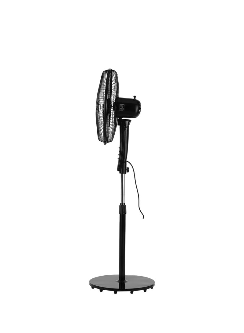 كريبتون 16-Inch Stand Fan With 5-Leaf Blades, 3-Speed Control, Oscillation, Powerful Motor/Strong Safety Grill, Super Silent, Adjustable Height, Built In Safety Thermal Fuse/Suitable For Large Spaces, Home, Office, Super Strong Blades 50 W 50 W KNF6027 Black  - Image 2