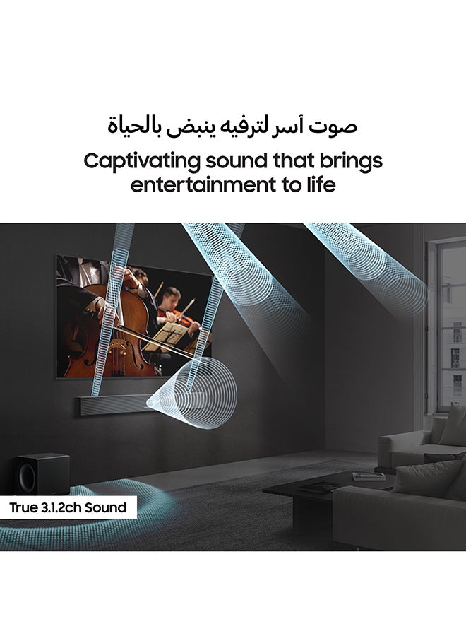 Samsung Q-series Soundbar, QS700F, 3.1.2 ch, Subwoofer, Convertible Fit, True 3.1.2ch Sound, Wireless Dolby Atmos, Q-Symphony, (2025 - UAE Version) HW-QS700F/ZN Titan Black  - Image 4