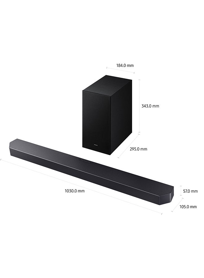 Samsung Q-series Soundbar, Q600F, 3.1.2 ch, Subwoofer, True 3.1.2ch Sound, Dolby Atmos / DTS Virtual:X, Q-Symphony, Adaptive Sound, (2025 - UAE Version) HW-Q600F/ZN Titan Black - Image 2