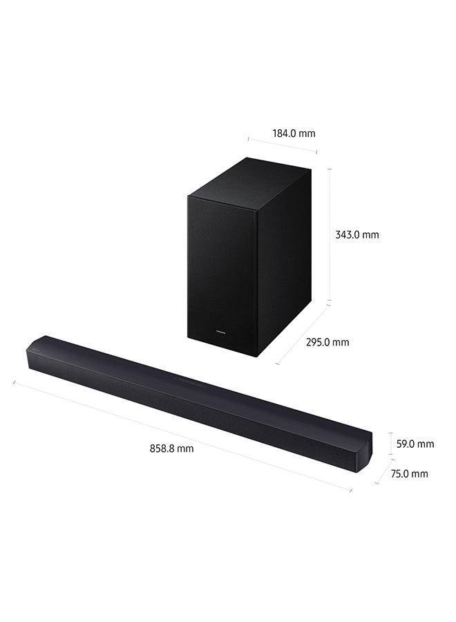 Samsung B-series Soundbar, B450F, 2.1 ch, Subwoofer, 2.1ch Sound, Dolby Audio / DTS Virtual:X, Bass Boost, Adaptive Sound (2025 - UAE Version) HW-B450F/ZN Titan Black  - Image 2
