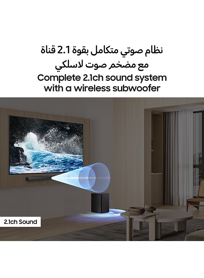 Samsung B-series Soundbar, B450F, 2.1 ch, Subwoofer, 2.1ch Sound, Dolby Audio / DTS Virtual:X, Bass Boost, Adaptive Sound (2025 - UAE Version) HW-B450F/ZN Titan Black  - Image 3