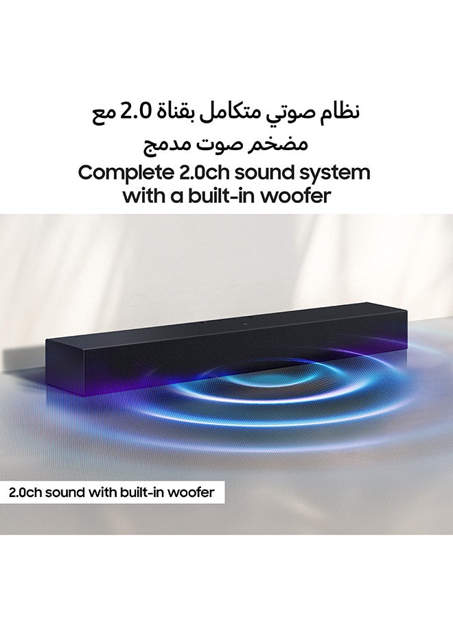 Samsung B-series Soundbar, B400F, 2.0 ch, Subwoofer, 2.0ch Sound with Built-in Woofer, One Remote Control, Surround Sound Expansion, Bluetooth TV connection,(2025 - UAE Version) HW-B400F/ZN Titan Black  - Image 3