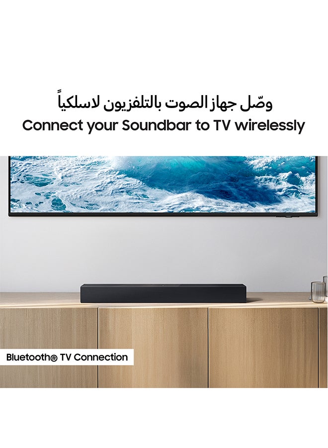 B-series Soundbar, B400F, 2.0 ch, Subwoofer, 2.0ch Sound with Built-in Woofer, One Remote Control, Surround Sound Expansion, Bluetooth TV connection,(2025 - UAE Version) HW-B400F/ZN Titan Black