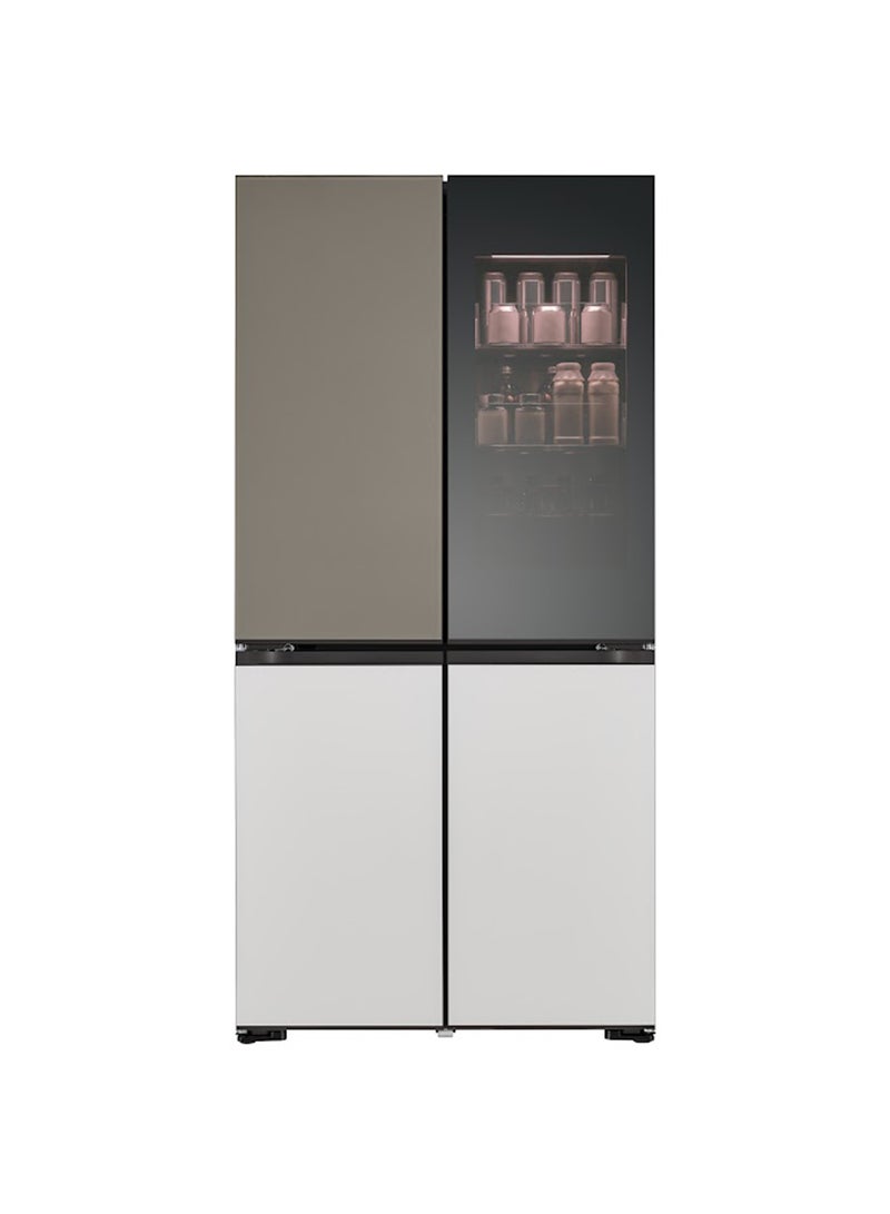 LG 617 L (R-384L/F 233 L)  Capacity Refrigerator  with  DID Insta View having Brightness and Movement Sensor and BT Speake upper & Lower Door GR-A34FDMKJ Lux Grey/White - Image 1