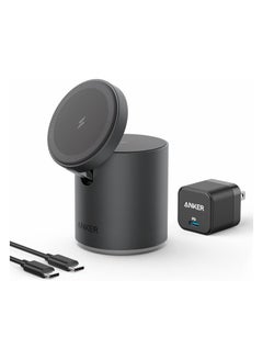 آنكر Magnetic Wireless Charger (MagGo), 2 In 1 Wireless Charging Station With 7.5W with USB-C Charge + Cable black Black  - Image 1