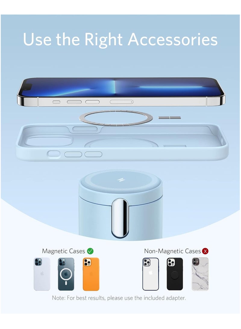 Anker - Magnetic Wireless Charger (MagGo), 2 In 1 Wireless Charging Station With 7.5W with USB-C Charge + Cable blue Blue - Image 1