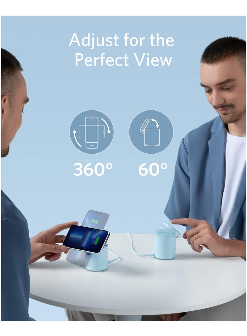 Anker Magnetic Wireless Charger (MagGo), 2 In 1 Wireless Charging Station With 7.5W with USB-C Charge + Cable blue Blue  - Image 4