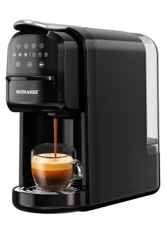 سوناشي 3 in 1 Digital Multi Capsule Coffee Machine - with 700ML Detachable Water Tank | 20 Bar Powerful Pressure with Smart Touch Control Panel and Indicator Light | 3 Optional Adaptors - Nespresso/Dolce Gusto/Coffee Powder and Auto Shut Off Options | Cafe Style Coffee Maker with FREE Multi-purpose Coffee Grinder 220ML | SCM-4985 Black/Silver 700 ml 1400 W SCM-4985 + SCG-4007 Black/Silver  - Image 2