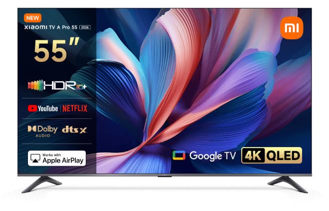 شاومي تلفاز A برو 55" 2026 | تلفاز جوجل | شاشة QLED بدقة 4K | صوت دولبي، DTS-X، وDTS Virtual:X | تشطيب معدني فاخر | جهاز تحكم عن بعد بلوتوث بزاوية 360° - Image 1