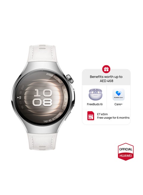 Watch 5 42mm Smartwatch, Multi-sensing X-TAP technology, Real-Time Fingertip Blood Oxygen, eSIM, 2-Battery Modes, Intuitive Smart Gestures, Compatible with iOS & Android + FOC White