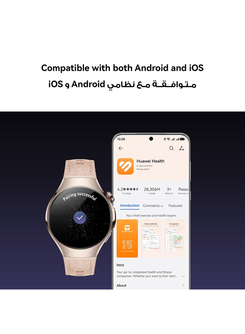 هواوي Watch 5 42mm Smartwatch, Multi-sensing X-TAP technology, Real-Time Fingertip Blood Oxygen, eSIM, 2-Battery Modes, Intuitive Smart Gestures, Compatible with iOS & Android + FOC White  - Image 5