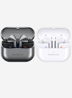 MARGOUN Buds3 Pro 2 Packs Wireless Earbuds with Touch Control & Magnetic Charging Case White Silver  - Image 1