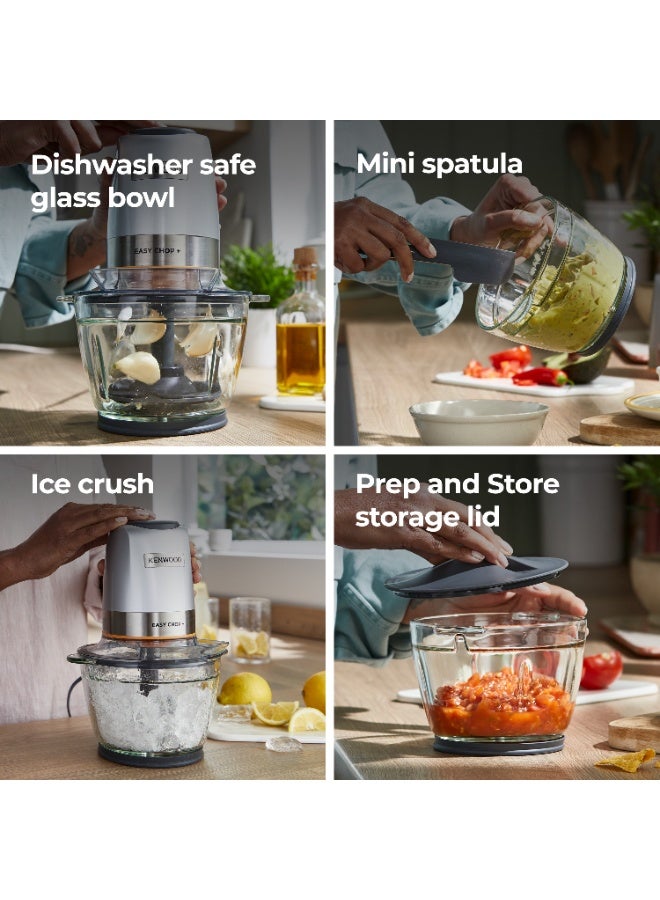كينوود KENWOOD Glass Chopper Powerful Electric Chopper with, Grating Disk, Emulsifying Toold, Quad Blade, Dripper Pro, Storage Lid, Dual Speed, Spatula, Ice Crush Function CHP62.470SI Silver 600 ml 500 W CHP62.470SI Silver  - Image 5