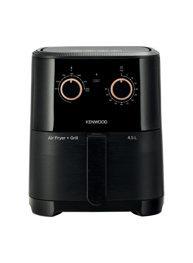 KENWOOD Airfryer + Grill XL 4.5L 1300W Air Fryer with Grill Function, Recipe Book, Rapid Hot Air Circulation for Frying, Grilling, Broiling, Roasting, Baking and Toasting HFP40.000BK Black 4.5 L 1300 W HFP40.000BK Black