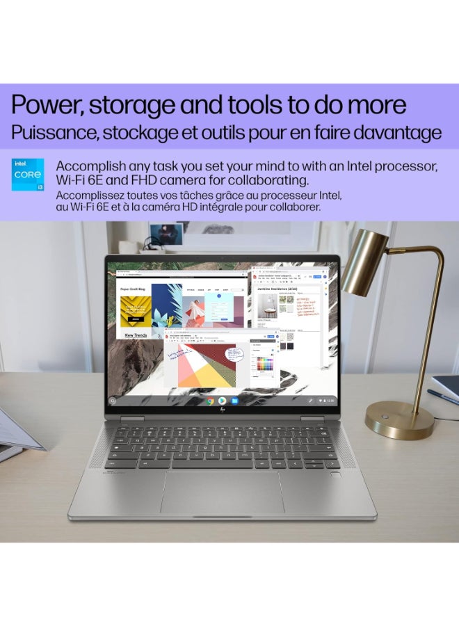 HP - Renewed - Chromebook Laptop With 14-Inch UHD Display, Intel Core i3-1215U Processor/Quad Core/12th Gen/8GB RAM/256GB SSD/Intel UHD 600 Graphics/Chrome OS English Grey - Image 1