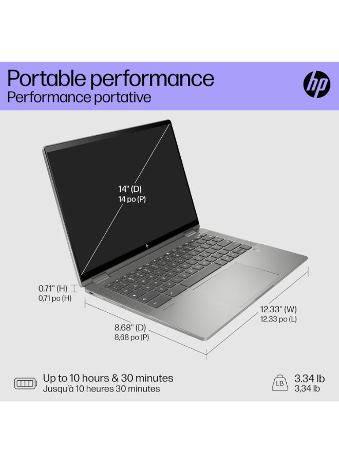 HP - Renewed - Chromebook Laptop With 14-Inch UHD Display, Intel Core i3-1215U Processor/Quad Core/12th Gen/8GB RAM/256GB SSD/Intel UHD 600 Graphics/Chrome OS English Grey - Image 1