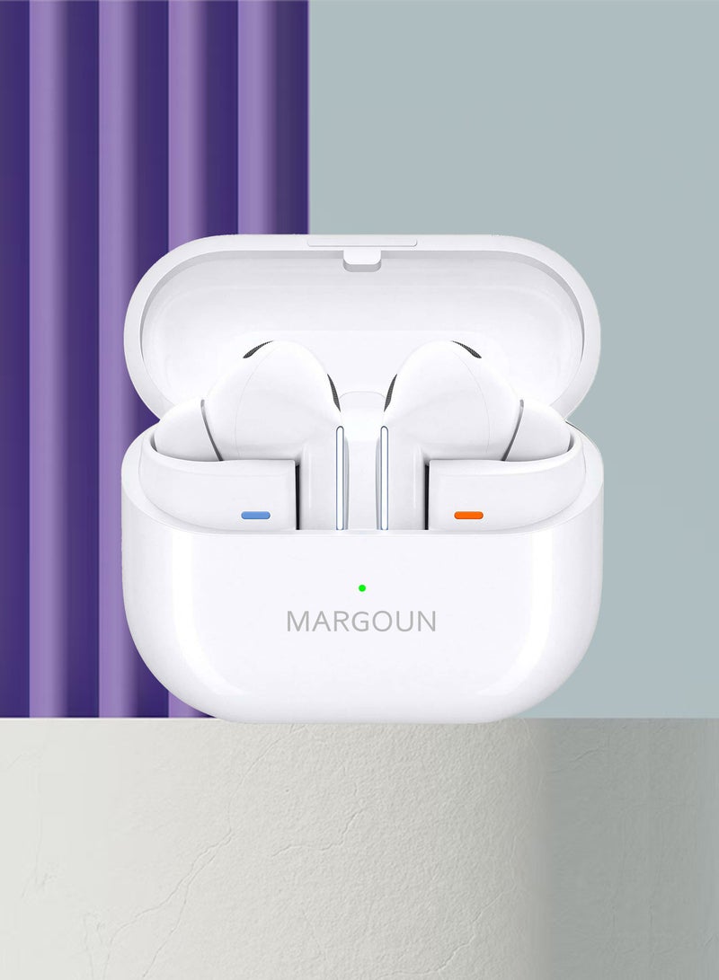 MARGOUN Buds3 Pro Wireless Earbuds with Touch Control & Magnetic Charging Case - White white - Image 4