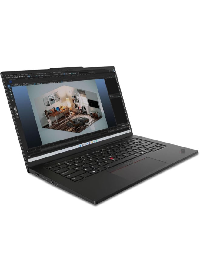Lenovo P14S Laptop With 14 Inch Full HD(1920X1080) Display, Core Ultra 7-155H/32GB RAM DDR5/1TB SSD/Windows 11 Pro/ English/Arabic Black  - Image 2
