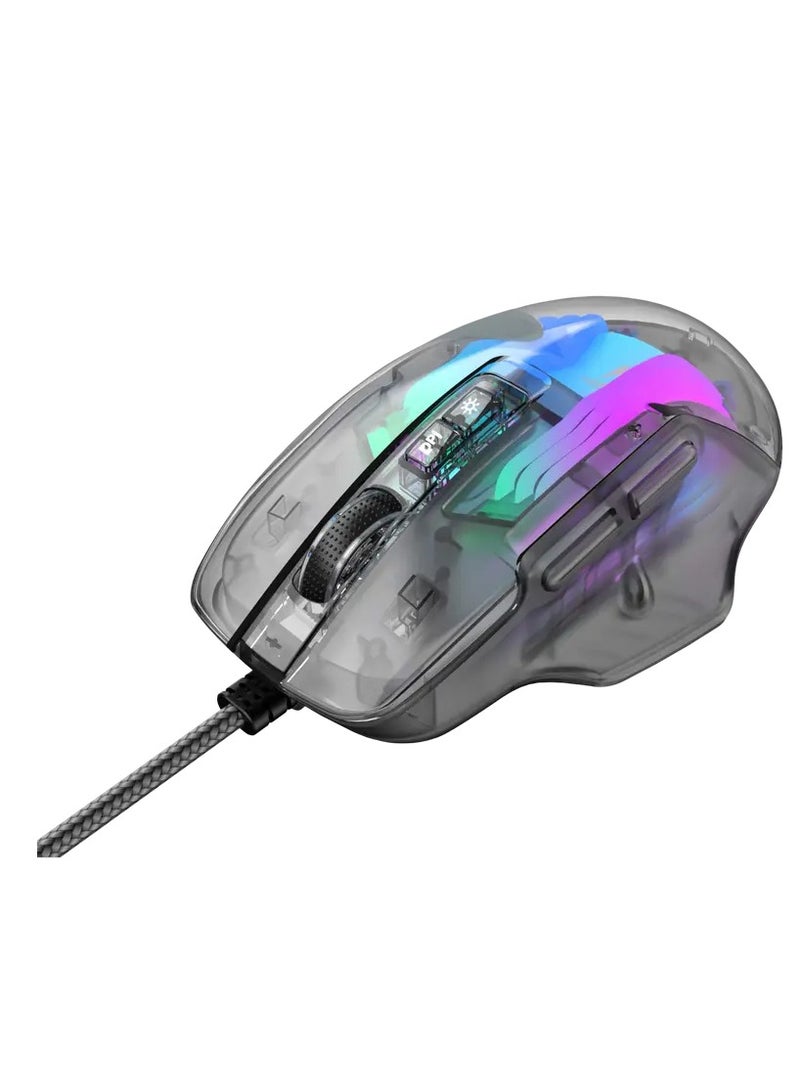havit Wired gaming mouse USB 7200 DPI - RGB Transparent black model HV-MS1011SE  - Image 3