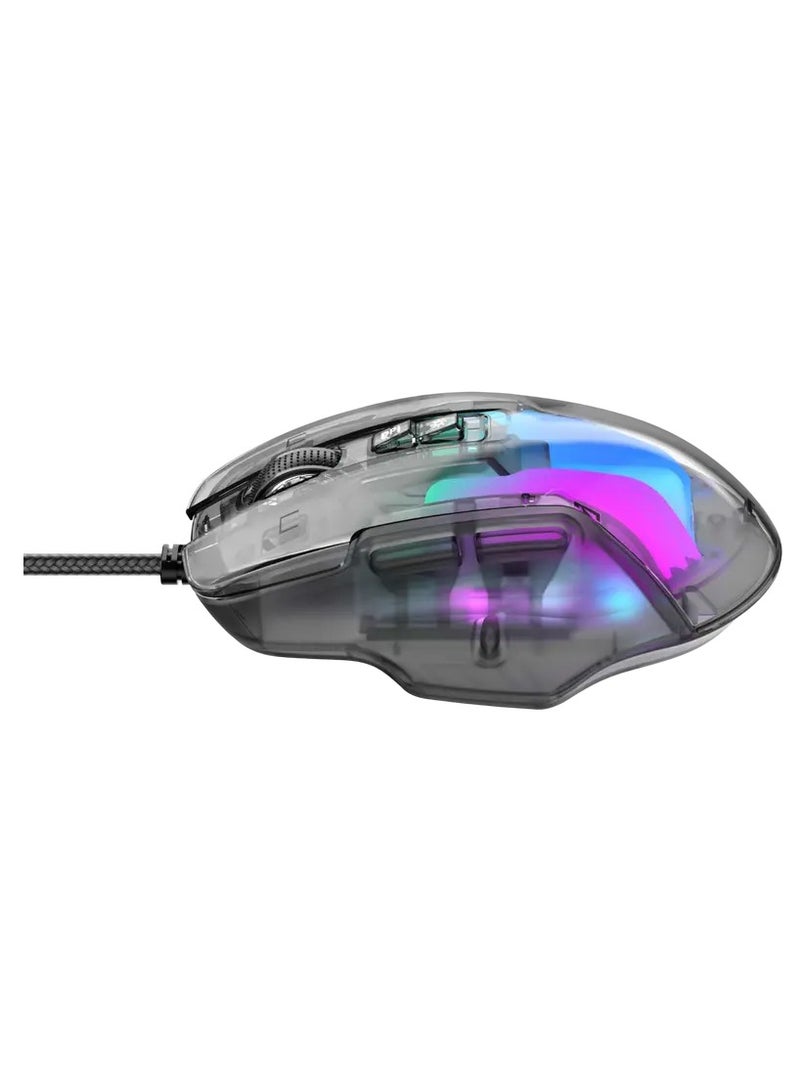 havit Wired gaming mouse USB 7200 DPI - RGB Transparent black model HV-MS1011SE  - Image 2