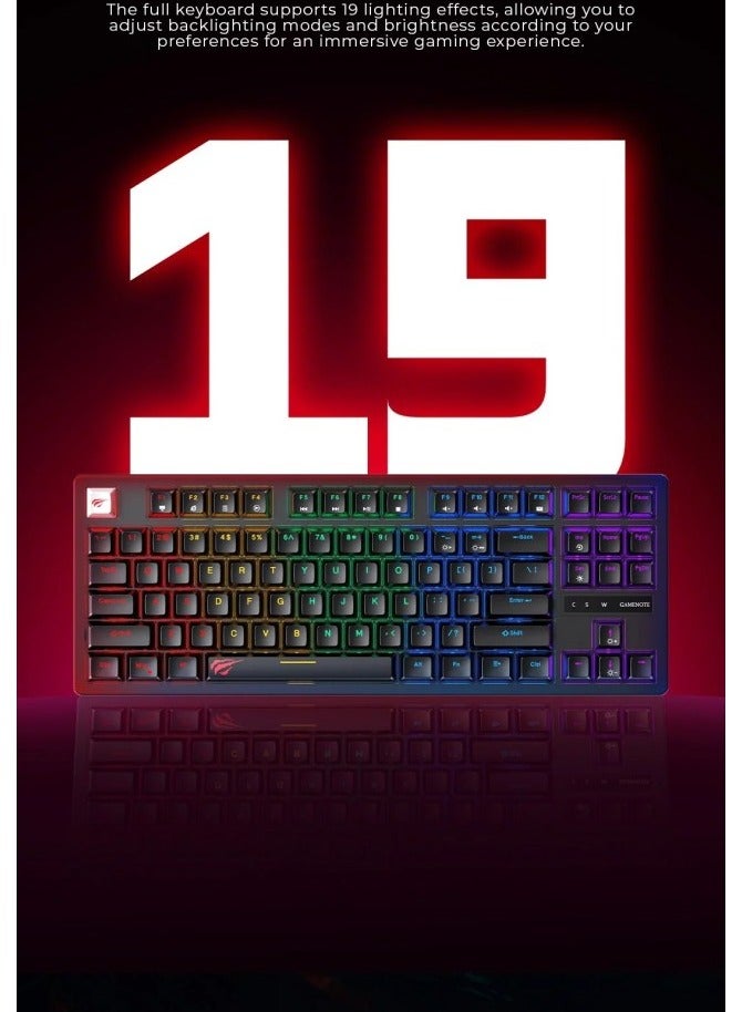 هافيت - Gaming Mechanical Keyboard 87 Keys Blue Switch RGB Backlit USB Wired - model  KB892L - Image 1