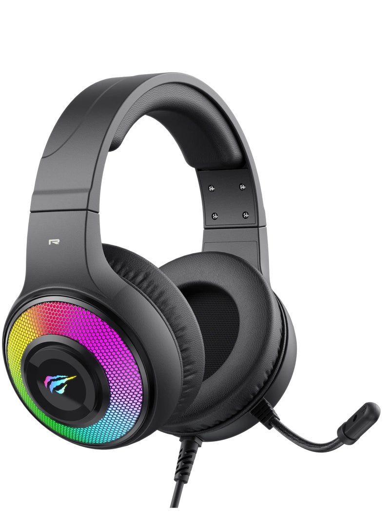 havit 3.5mm RGB Wired Gaming Headset with noise cancelation model H2042d  - Image 1