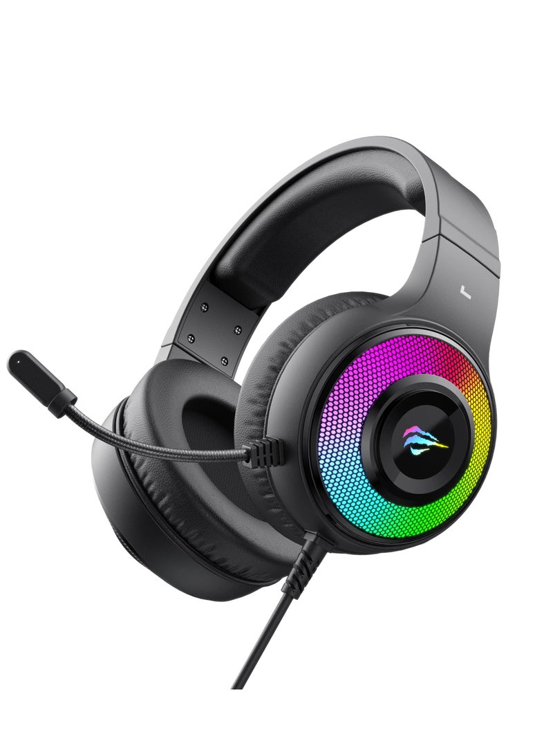 havit 3.5mm RGB Wired Gaming Headset with noise cancelation model H2042d  - Image 2