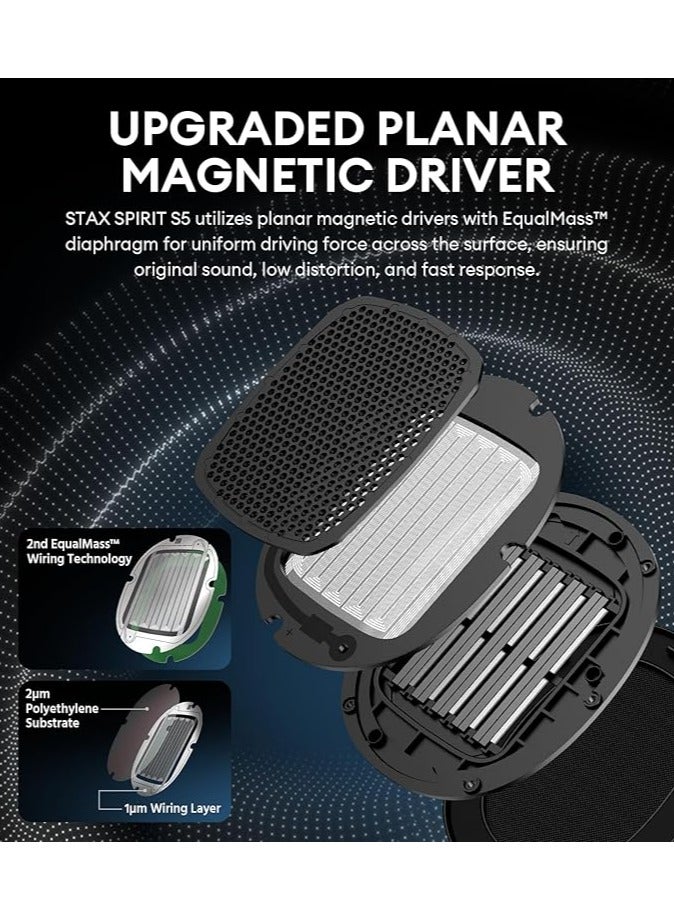 EDIFIER Stax Spirit S5 Wireless Planar Magnetic Headphones, Snapdragon Sound, aptX Adaptive, Hi-Res Audio (LDAC LHDC), Bluetooth 5.4, 80 Hours Battery Black - Image 2