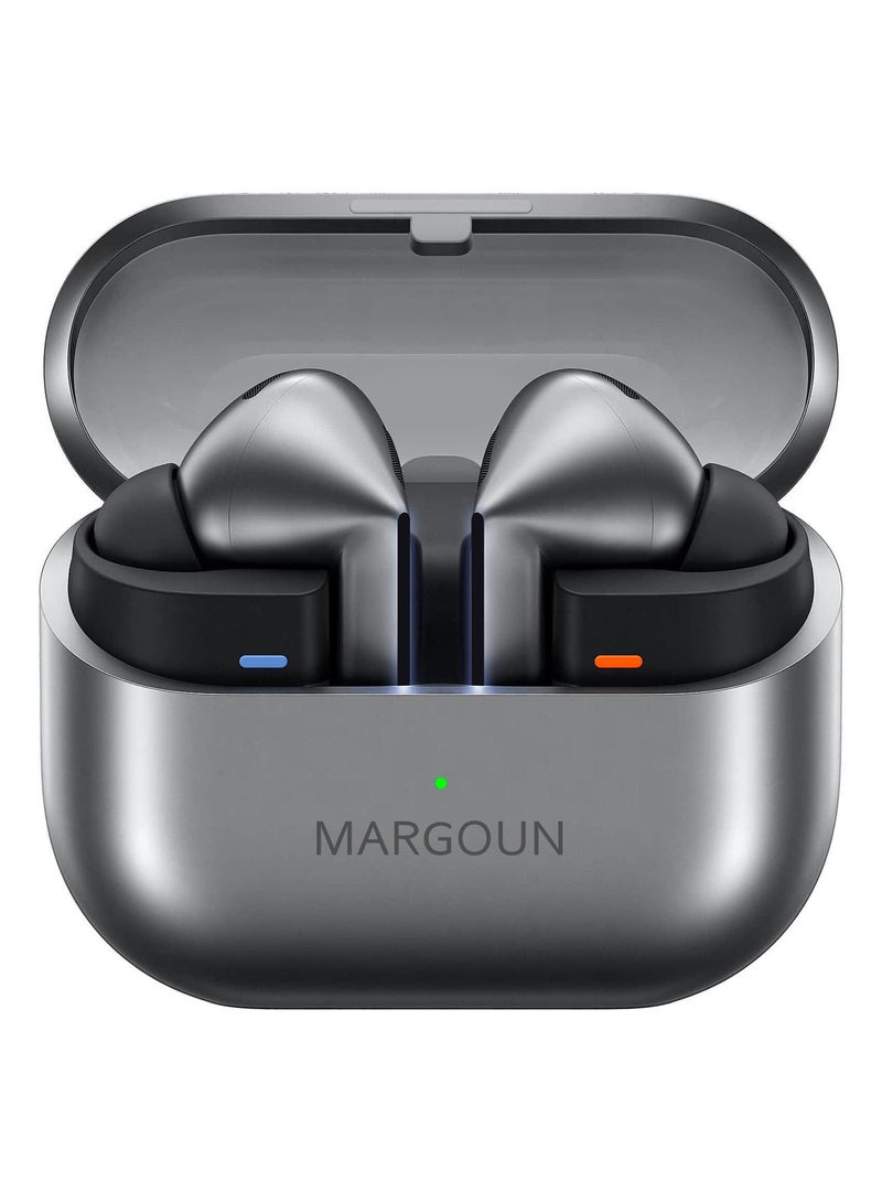 MARGOUN - Buds3 Pro Wireless Earbuds with Touch Control & Magnetic Charging Case fpr Galaxy Zflip 6 silver-1 - Image 1