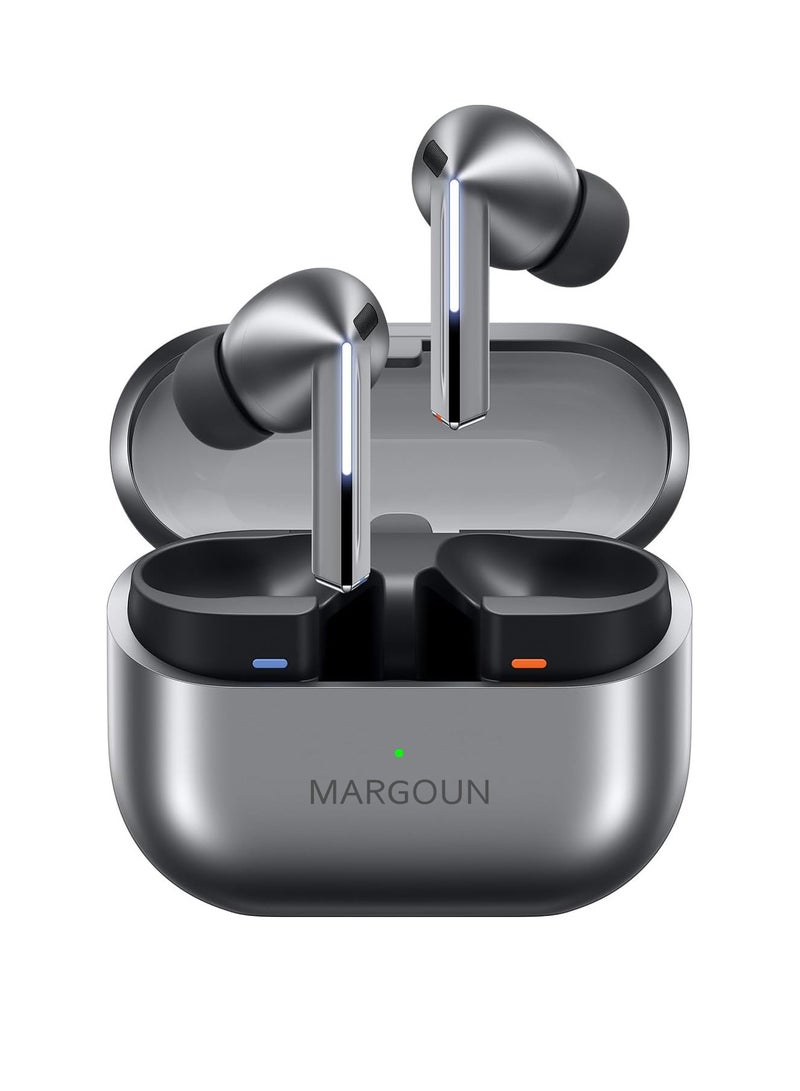 MARGOUN - Buds3 Pro Wireless Earbuds with Touch Control & Magnetic Charging Case fpr Galaxy Zflip 6 silver-1 - Image 1