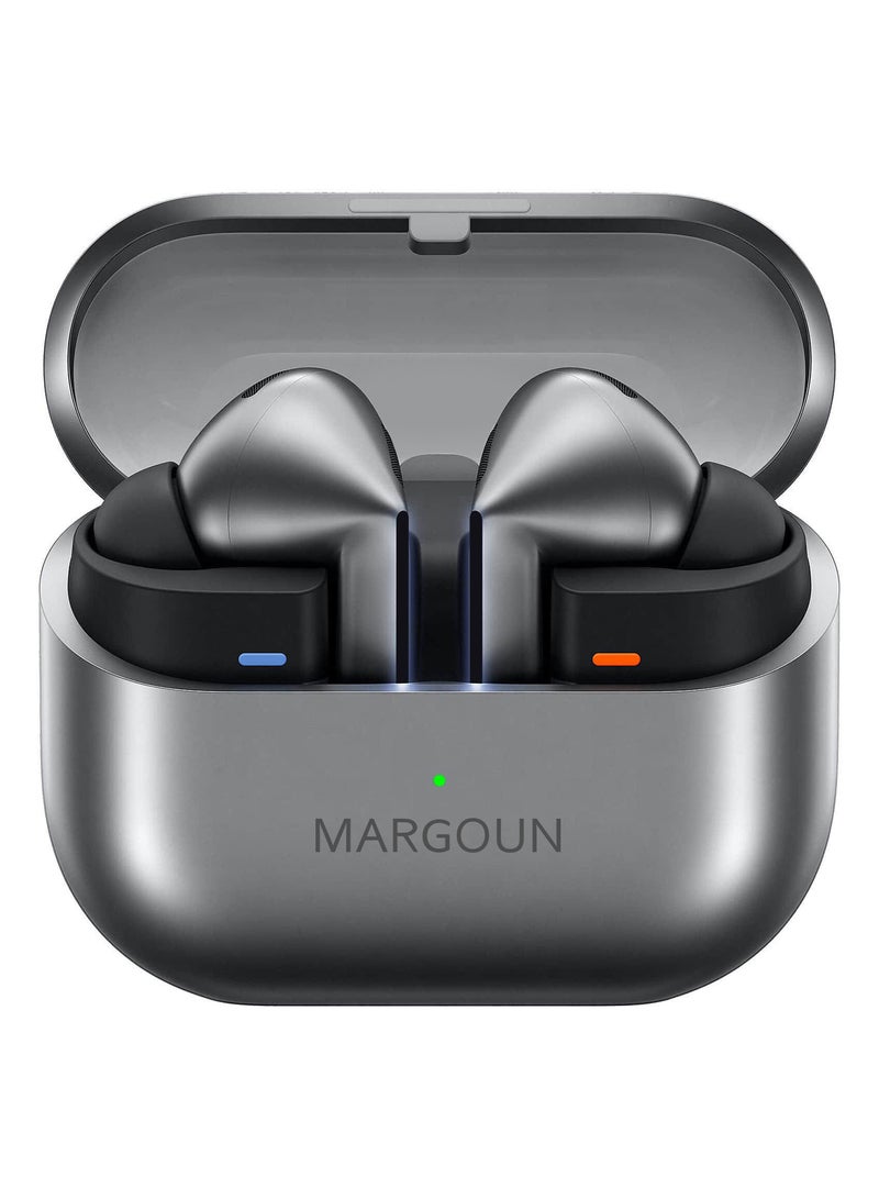 MARGOUN - Buds3 Pro Wireless Earbuds with Touch Control & Magnetic Charging Case fpr Galaxy Zflip 6 silver-1 - Image 1