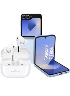 MARGOUN Buds3 Pro Wireless Earbuds with Touch Control & Magnetic Charging Case for Galaxy Zflip 6 white  - Image 1