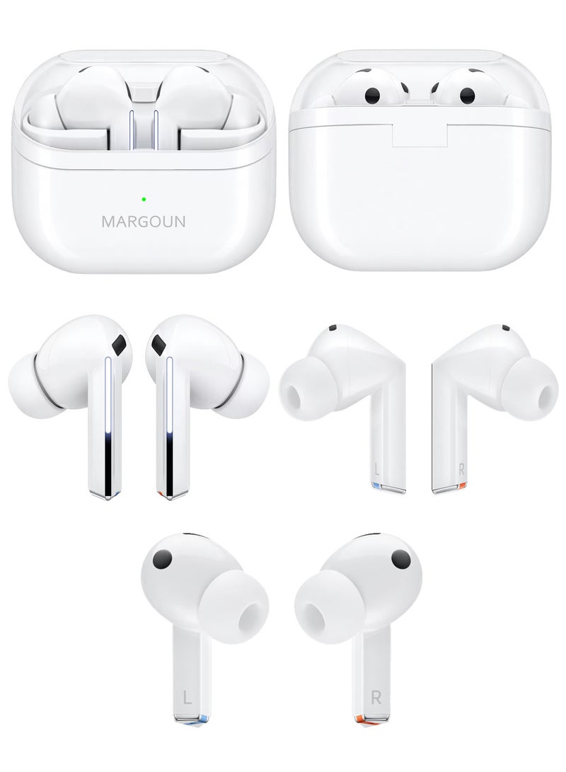 MARGOUN - Buds3 Pro Wireless Earbuds with Touch Control & Magnetic Charging Case for Galaxy Zflip 6 white - Image 1