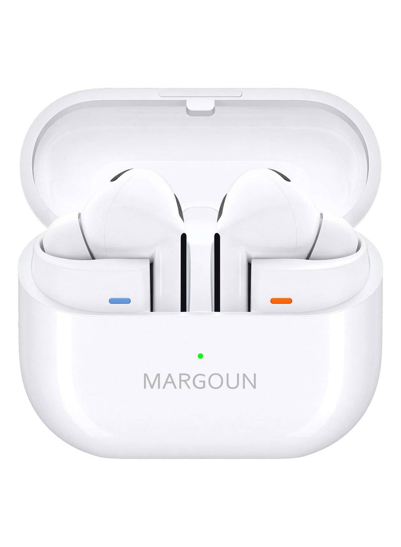 MARGOUN - Buds3 Pro Wireless Earbuds with Touch Control & Magnetic Charging Case for Galaxy Zflip 6 white - Image 1