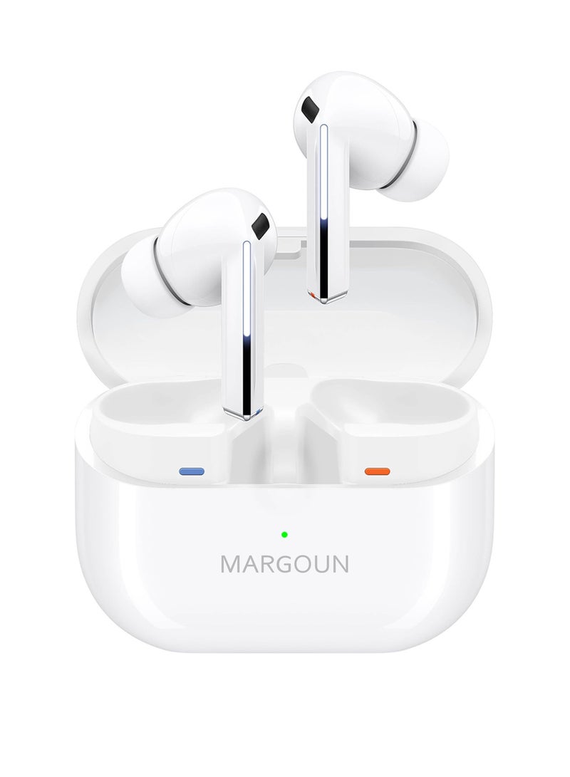 MARGOUN - Buds3 Pro Wireless Earbuds with Touch Control & Magnetic Charging Case for Galaxy Zflip 6 white - Image 1