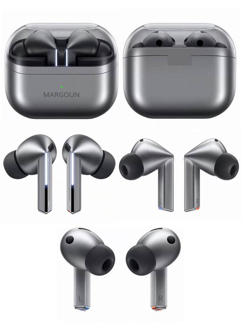 مارجون - Buds3 Pro Wireless Earbuds with Touch Control & Magnetic Charging Case for Galaxy S24 Ultra- Silver silver-2 - Image 1
