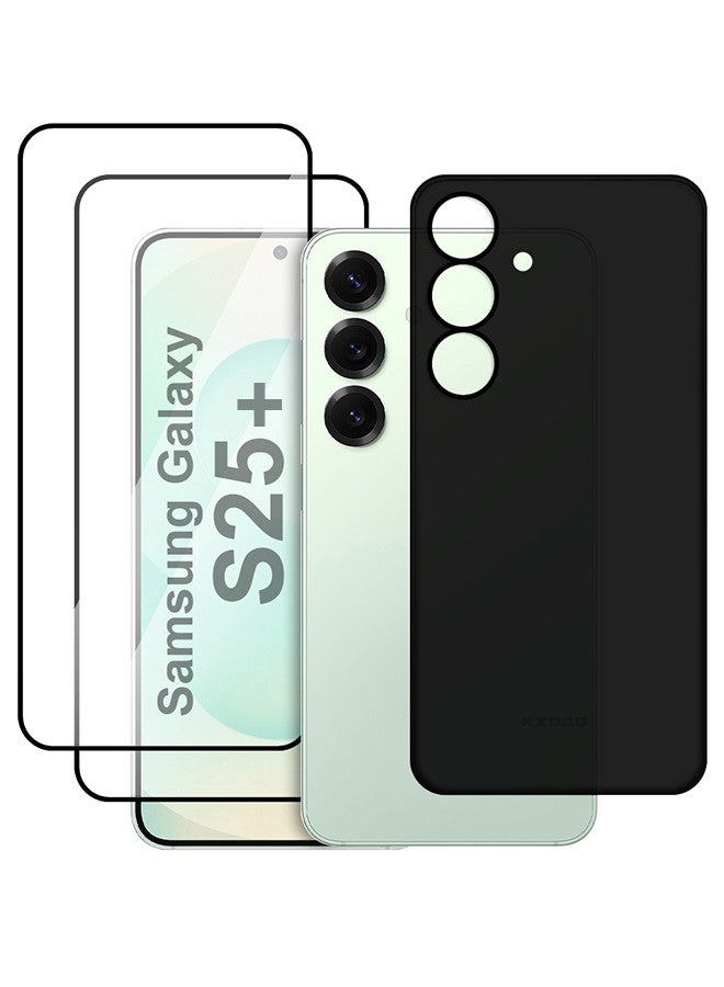 MARGOUN 3Packs Case for Galaxy S25 Plus Air Skin Case All Around Full Protection Ultra Slim 0.3mm Thickness 4g Feather Weight with Two 3D Screen Protector Black-3 - Image 1