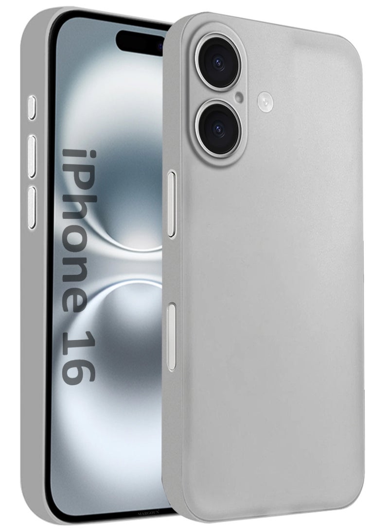 MARGOUN Thin Case for iPhone 16 , Back Cover Sturdy Durable Ultra-Thin Case Drop Protection Cover Clear Light Grey-1 - Image 1