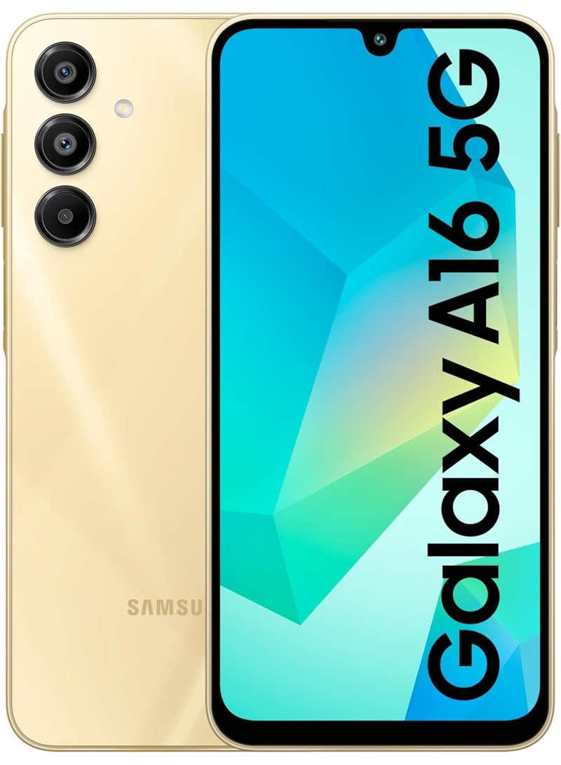 سامسونج Galaxy A16 5G (8GB RAM, 256GB, Gold) – 6.7" Super AMOLED | 50MP Triple Camera | Android 14 | 5000mAh | IP54 | NFC | Factory Unlocked for All Countries -International Version  - Image 1